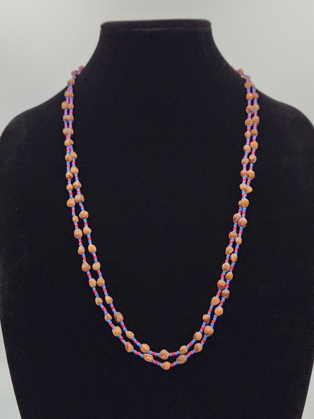 Handmade Multicolor Seed Bead and Wood Double-Strand Necklace